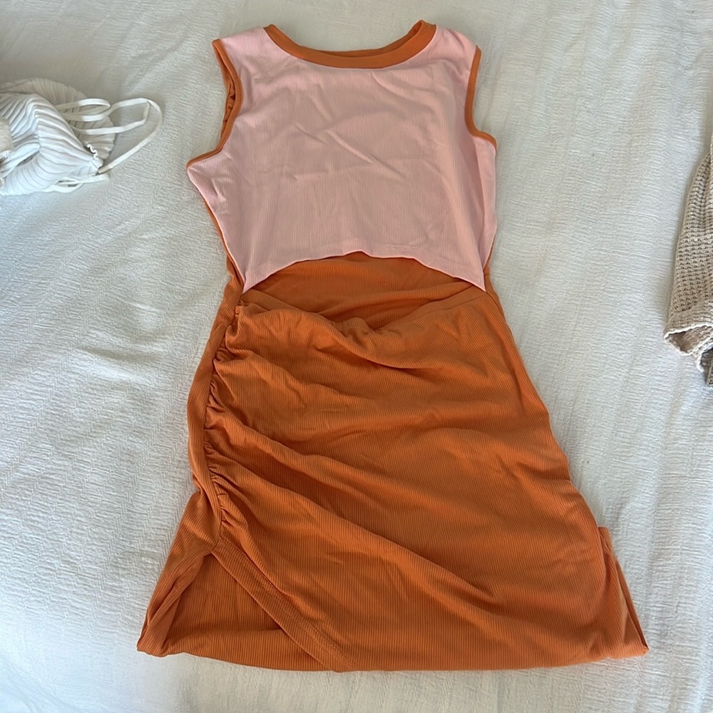 Pink & Orange Midi Dress